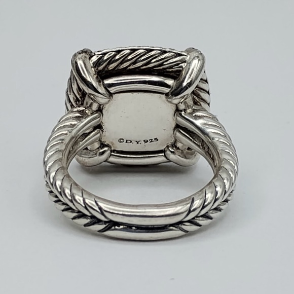 David Yurman Chatelaine Pave Bezel Ring With Black Orchid And Diamonds - Picture 9 of 9